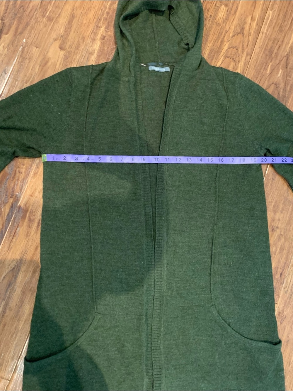 Olive Green Hooded Open-Front Women's Cardigan - Picture 10 of 16